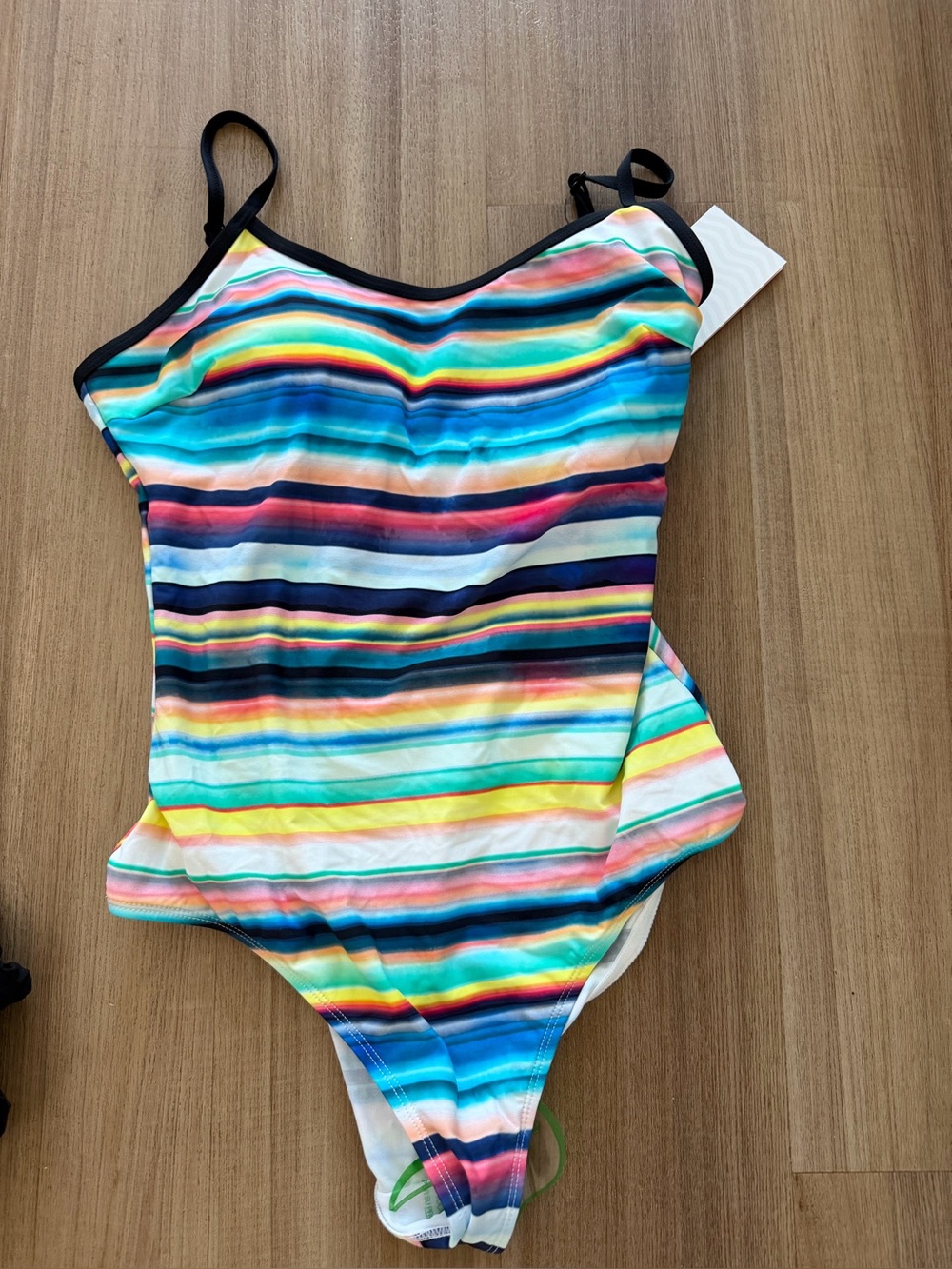 NWT Women’s One-Piece Swimsuit - Multicolor Stripe strappy back size L